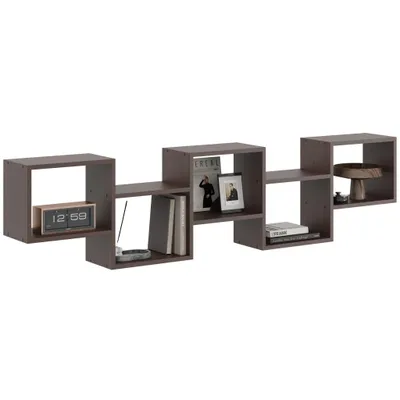 Produktbild von Hängeregal Wand Wenge – modernes Regal mit offenen Ablagen, stilvolles Bücherregal zur Wandmontage für Wohnzimmer, Schlafzimmer, Büro