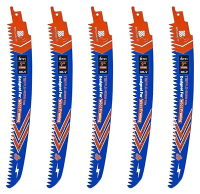 Immagine prodotto di Lame per seghetto alternativo da 230 mm con dentatura giapponese, confezione da 5 pezzi, con bordo smussato