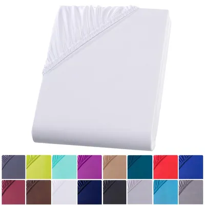 Produktbild von Mikrofaser Spannbettlaken 180-200x220 + 40 cm Boxspringbett Spannbettuch Bettlaken Bettuch Laken, Weiß