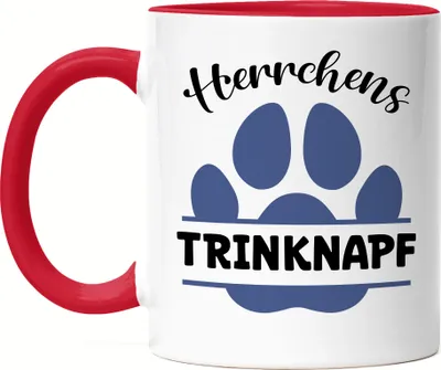 Produktbild von Herrchens Trinknapf Tasse Rot Hund Hunde Pfote Liebe Hundeliebhaber Tierliebe Vierbeiner Gassi Haustier