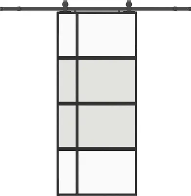Image de vidaXL Porte coulissante avec ferrure noire 90x205 cm verre trempé