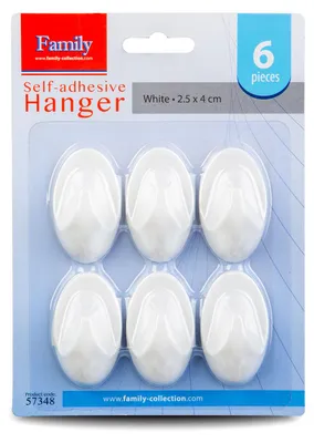 Imagen del producto de Ganchos adhesivos - blancos - de plástico - 2,5 x 4 cm - 6 unidades por paquete