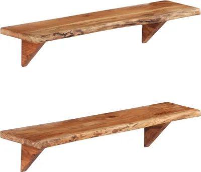Produktbild von Wandregale 2 Stk. 90 x 20 x 18 cm Massivholz Akazie