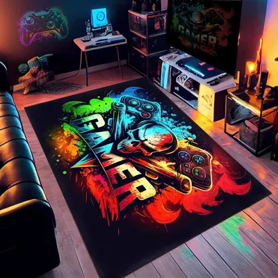 Immagine prodotto di Tappetino per videogiochi, 80 x 120 cm, antiscivolo, lavabile, design graffiti