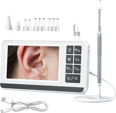 Produktbild von Ohrenschmalz Entferner mit Kamera, 3,9 mm Otoskop, 4,3-Zoll HD-Bildschirm, wasserdicht und wiederaufladbar