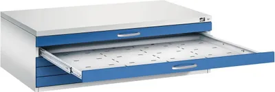 Produktbild von CP 7200 Planschrank lichtgrau, enzianblau 5 Schubladen 135,0 x 96,0 x 42,0 cm
