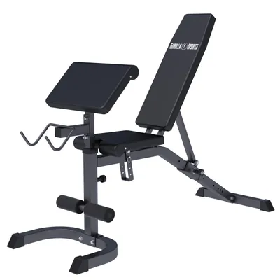 Produktbild von GORILLA SPORTS® Hantelbank - Curlpult, Verstellbar, bis 250kg - Sit Up Bank, Trainingsbank, Schrägbank, Bauchtrainer, Fitnessbank, Flachbank