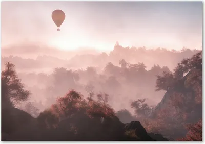 Produktbild von Tulup® Glas-Bild - 100 x 70 - Wandbild aus Glas - Wandkunst - Wandbild hinter gehärtetem Sicherheitsglas - Landschaften - Ballon Wald - Braun