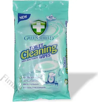 Produktbild von Green Shield | Toilettenreinigungstücher - 40 Stück - Antibakteriell - Toilet Cleaning - Sicheres Spülen in der Toilette
