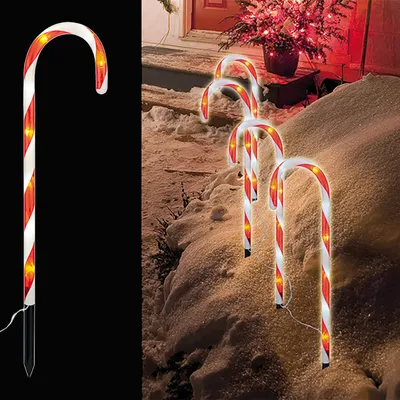 4er Set LED-Gartenleuchtstäbe Zuckerstange 32 weißen LEDs Leuchtstab IP44