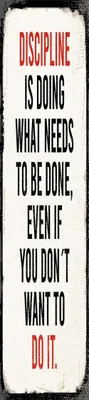 Produktbild von vianmo Holzschild 46x10 cm Disciplin is doing what needs to be done