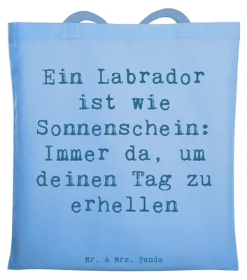 Produktbild von Mr. & Mrs. Panda Beutel Spruch Labrador Sonnenschein - Sky Blue - Geschenk, Familienhund, fröhlich, Hund, Tragetasche, Hunderassen, Hunderasse, energiegeladener, Tote Bag