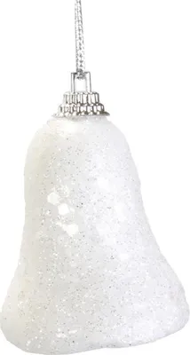 Productafbeelding van Set van 6 witte, glinsterende piepschuimbelletjes (7 cm) om op te hangen