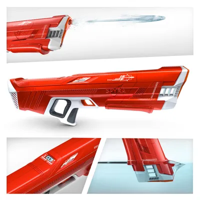 Produktbild von SpyraThree™ Wasserpistole leistungsstarke elektrische Wasserspritzpistole, 3 Spielmodi LED-Schuss-& Batterieanzeige, 15m Reichweite (rot)