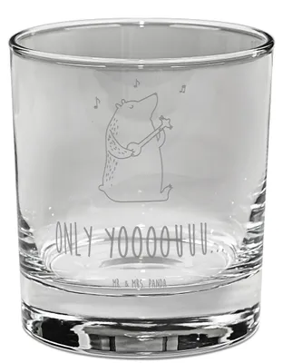 Produktbild von Mr. & Mrs. Panda Tumbler Glas Bär Gitarre - Transparent - Geschenk, Whiskey, Gravur Whiskyglas, Spirituosenglas, Teddy
