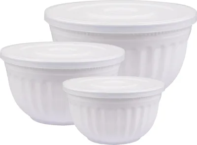 Produktbild von Greengate Kunststoff Schalenset ALICE Weiß mit Deckel 3er Set Schüsseln