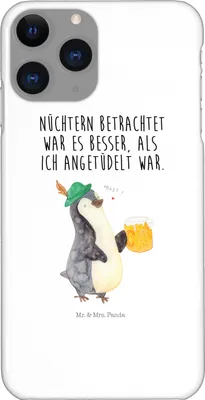 Produktbild von Mr. & Mrs. Panda Iphone 11 Pro Handyhülle Pinguin Bier - Weiß - Geschenk, , Handy Case, Beschwippst, Angetüdelt, Premium Kunststoff