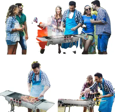 Zdjęcie produktu dla Grill na węgiel drzewny, przenośna konstrukcja, nieprzywierająca patelnia, regulowany otwór wentylacyjny