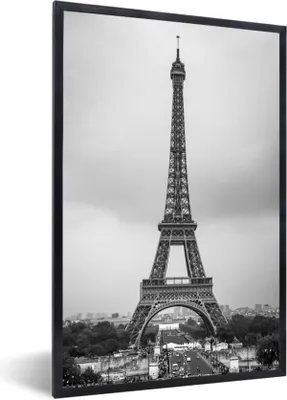 Produktbild von MuchoWow® Gerahmtes Poster Der Eiffelturm 40x60 cm - Poster mit Schwarzem Bilderrahmen Wandposter Rahmen Foto Bilder - Papierdruck - Wandbilder