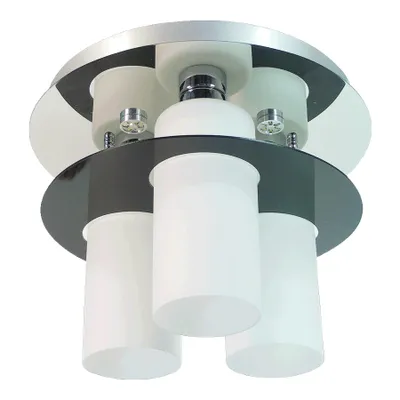 Obrázek produktu pro Stropní svítidlo MACAO 3xE27/40W+3xLED3W, stříbrná/opálová bílá, Ø: 40 H: 31 cm, patice E27
