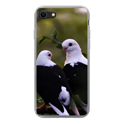 Produktbild von MuchoWow® Handyhülle Schutzhülle Hülle für iPhone SE 2020 Vögel - Zweig - Blätter Silikon Softcase Handy Hülle - Kartenbesitzer
