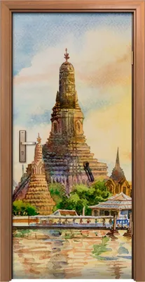 Produktbild von Türposter 90x200 cm Türaufkleber Türtapete Türfolie Klebefolie Tempel Thailand Architektur
