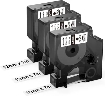 Produktbild von Phomemo 3x Label Tape kompatibel mit Dymo D1 A45013 12mm x 7m S0720530 für LabelManager 160 280 210D 360D 420P
