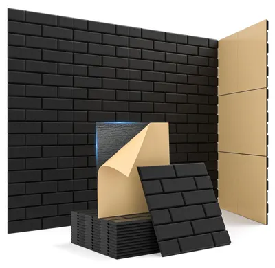 Produktbild von Akustikpaneel 30x30 cm, 12 Stück, Ziegelform, selbstklebend, für Gaming