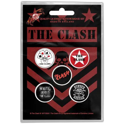Image de The Clash - Badge "London Calling" pack de 5 - plastique, métal RO7308 (taille unique) (Noir/Rouge/Blanc)