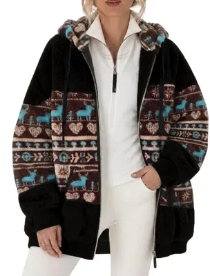 Immagine prodotto di Solidchoice - Giacca in peluche da donna, con chiusura a zip