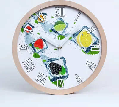 Produktbild von Holzuhr 20fi cm wanduhr - weiße Spitzen - Obst Würfel
