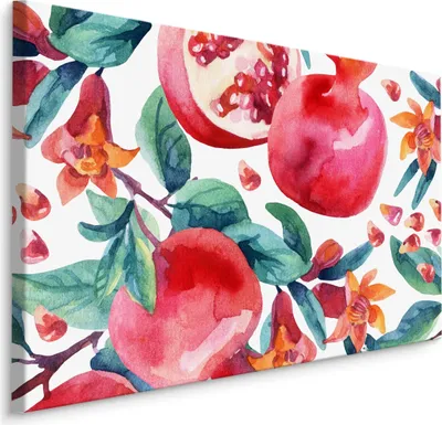 Produktbild von Fabelhafte Canvas LEINWAND BILDER 30x20 cm XXL Kunstdruck Obst Granatäpfel Blumen