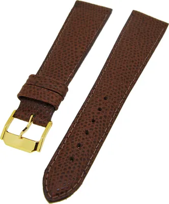 Produktbild von Uhrenarmband Lederband Dunkelbraun Ton in Ton 20mm Dornschließe Gold