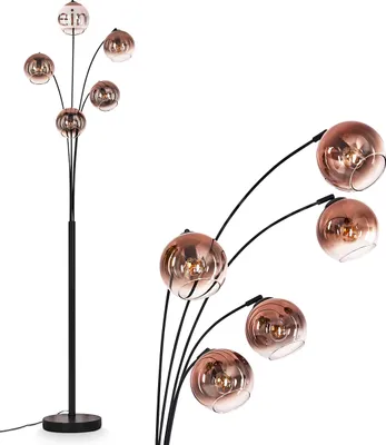 Produktbild von Cesaro Stehlampe aus Metall/Glas in Schwarz/Kupfer/Klar