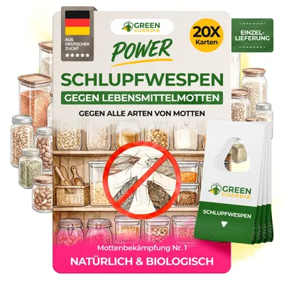 Produktbild von Schlupfwespen gegen Lebensmittelmotten, 20 Karten x 1 Lieferung, GreenGuardia -der  Mottenschutz, Alternativ zu: Mottenfalle,Mottenkugel,Klebefalle