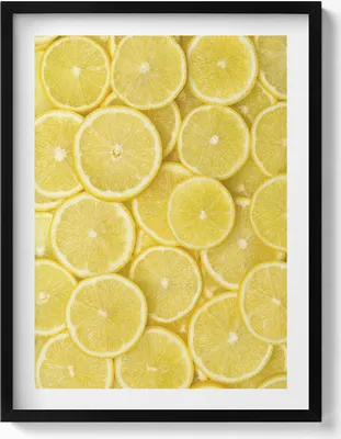Produktbild von Zitronenfrucht– Wandbild mit Rahmen – Gerahmtes Bild  – Wanddekoration – 60x80 cm –  Schwarz Rahmen