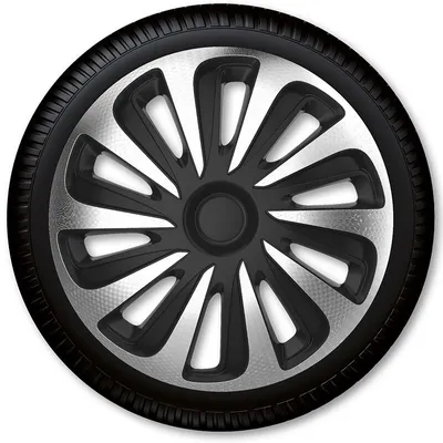 Produktbild von 4x 16" Zoll Radkappen Carbon Schwarz Silber Radzierblenden Radblenden 16 CALIBER CARBON S&B ARGO
