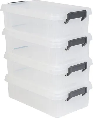 Obrázok produktu pre 4-dielna sada priehľadných úložných boxov, 4 l, 365 x 214 x 105 cm, do kancelárie a obývačky.