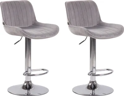 Produktbild von CLP 2er Set Barhocker Lentini Samt drehbar und höhenverstellbar grau Gestell Farbe chrom