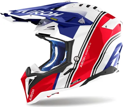Produktbild von Airoh Aviator 3 Hima Motocross Helm, weiß/blau/rot, L (59/60)