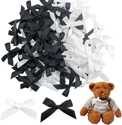 Produktbild von Schleifen – 100 Stück – Vorgefertigte Mini-Schleifen – Babyparty-Schleifen – Briefumschlag-Schleifen – DIY-Schleifen aus Satinband – Schleifen zum