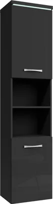 Image de Armoire de rangement Paso Hauteur 160 cm Noir brillant - Meuble de rangement haut placard armoire colonne