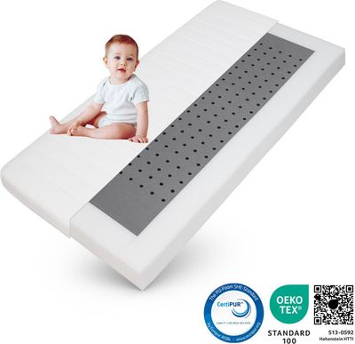Kindermatratze 90x200 mit rundum Trittkante, Höhe ca. 11cm, Bezug waschbar, Kinder Baby Matratze 90x200  für Kinderbett und Babybett, CertiPUR  &  in Deutschland hergestellt