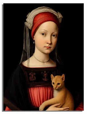 Produktbild von Wallario Sticker / Aufkleber für Kühlschrank / Geschirrspüler / Küchenschränke, selbstklebende Folie - 60 x 80 cm, Motiv: Dame mit Kätzchen