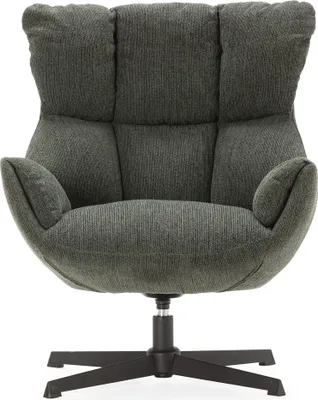Zdjęcie produktu dla Fotel z tkaniny pikowanej z czarnymi metalowymi nogami, wys. 89 cm - ODETTE