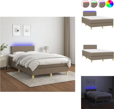 Produktbild von vidaXL Boxspringbett mit Matratze & LED Taupe 120x200 cm Stoff -  Betten & Bettgestelle