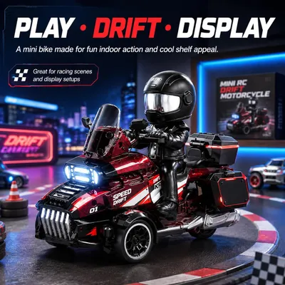 Produktbild von Drift-Auto - 1:43 RC-Mini-Rennwagen - Ferngesteuert - 4WD-Allradantrieb - Bürstenloser Motor - LED-Scheinwerfer - 2,4 GHz - Rot