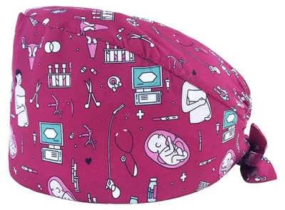 Chirurgische Haube aus 100% Baumwolle, rosa, mit Schweißband