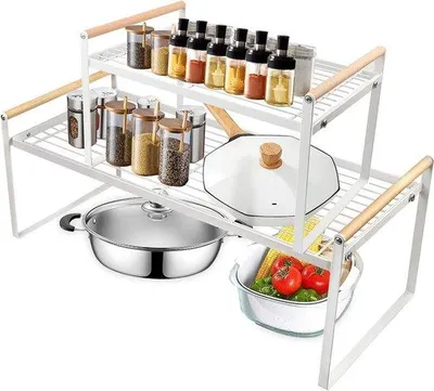 Image de Organisateur de cuisine blanc, 2 pièces