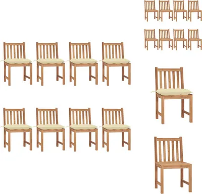 Produktbild von vidaXL Gartenstühle 8 Stk. mit Kissen Massivholz Teak -  Gartenstühle